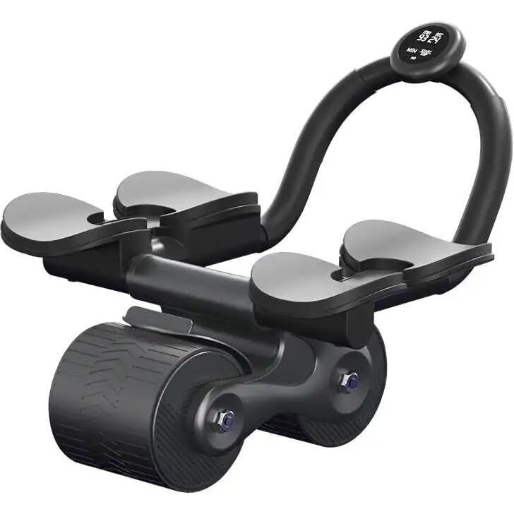 Dravizon Abdominal Abs Exercise Roller Elbow Support - Core Strength Training Wheel Non Slip Double Wheels Ab Roller Fitness Equipment For Abs Workout Home Gym (Abs Roller With Timer), Black