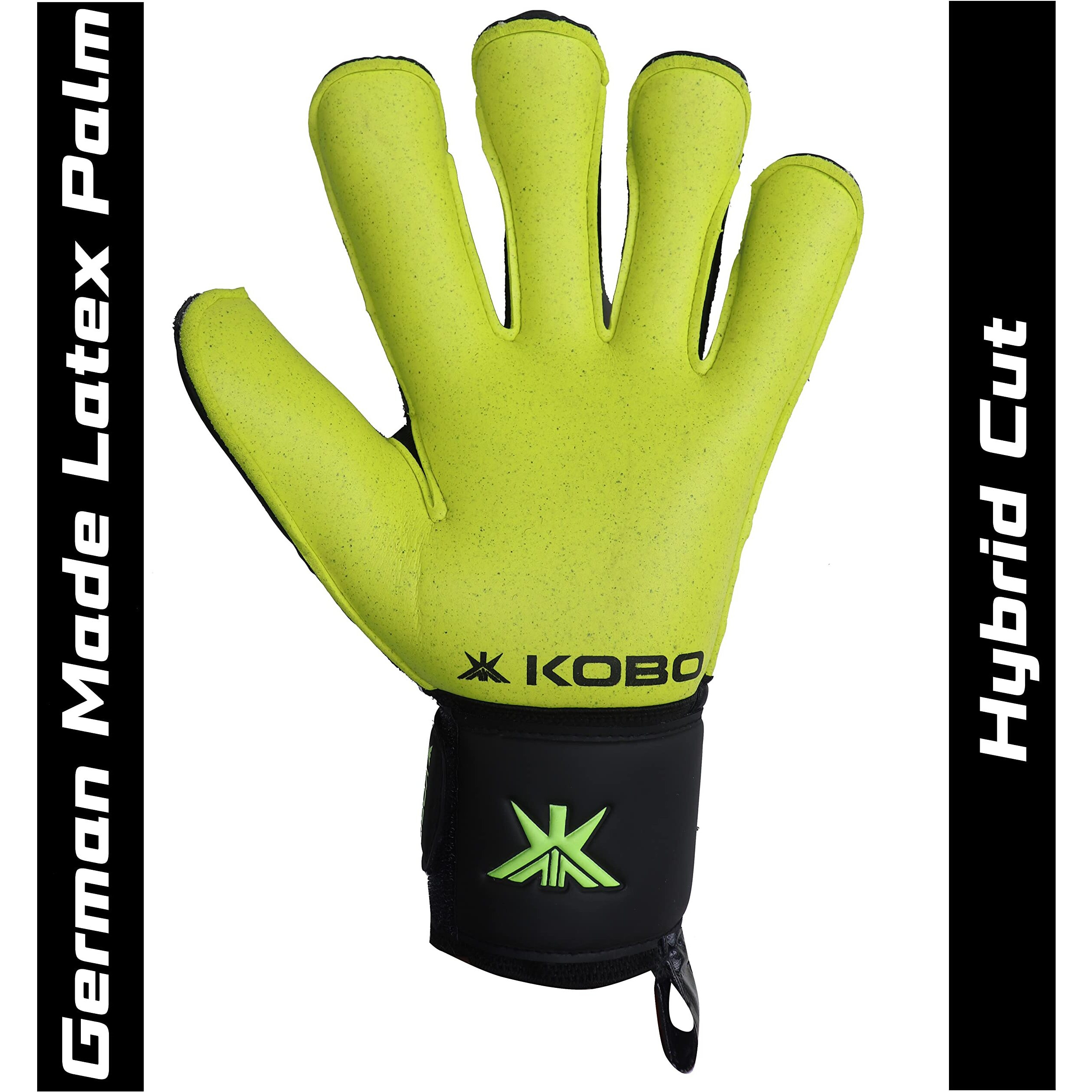 Kobo Hybrid 7.5 Latex Football Goal Keeper Gloves (Green)