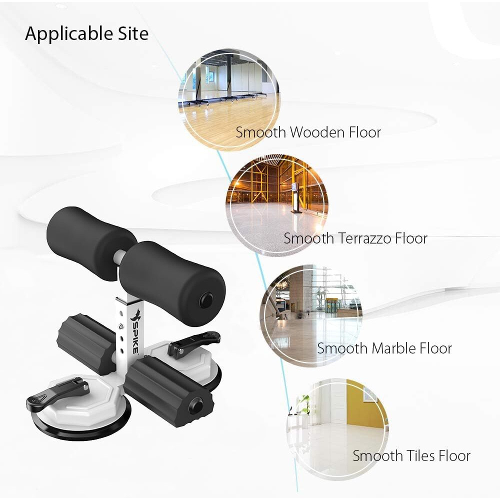 SPIKE Ab Exercise With Double Suction Cup Sit-Up Bar For Abdominal Exercise Leg Muscle Training Arm Muscles Exercise Adjustable Ab Exercise For Men And Women ( Exerciser), Black