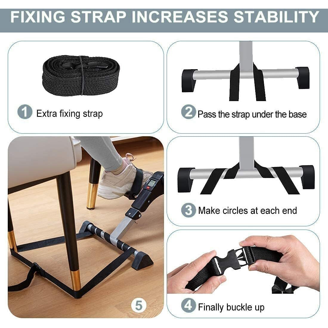 Healthex Digital Pedal Exercise Machine | Mini Fitness Cycle for Home with Fixing Strap | Adjustable Resistance Band & LCD Display | Suitable for Light Exercise of Legs, Arms, & Physiotherapy at Home