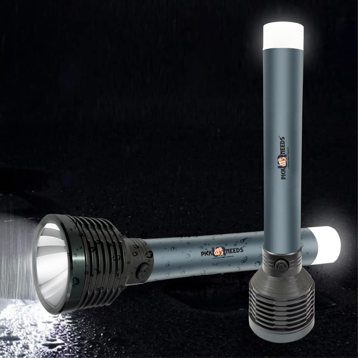 Pick Ur Needs Emergency Rechargeable Search Light LED Long Range Flashlight Torch Aluminium Body (Large)
