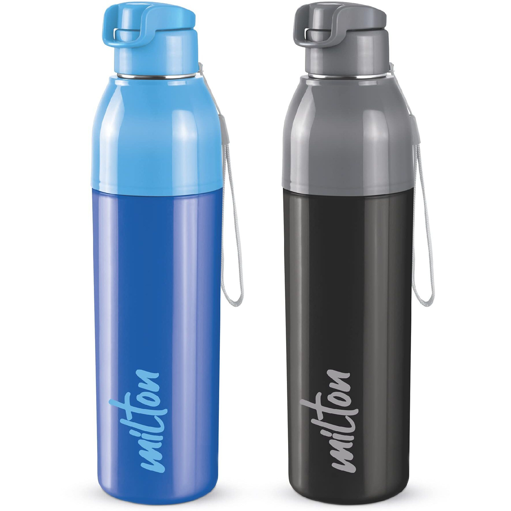 Milton Steel Convey 900 Insulated Inner Stainless Steel Water Bottle,Set of 2, 630 ml Each, Blue, Black | Leak Proof | BPA Free | Hot or Cold for Hours | Office | Gym | Hiking |Treking | Travel Bottle