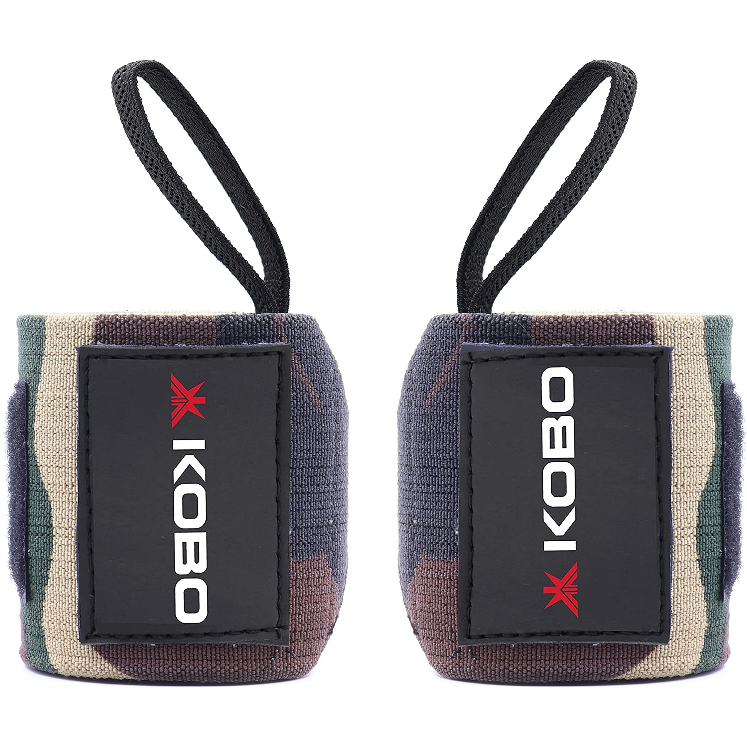 Kobo WTA-49 Super Heavy Wrist Wraps with Thumb Loop - Professional Wrist Support Braces for Men & Women - Weight Lifting Cross Fitness Powerlifting Strength Training