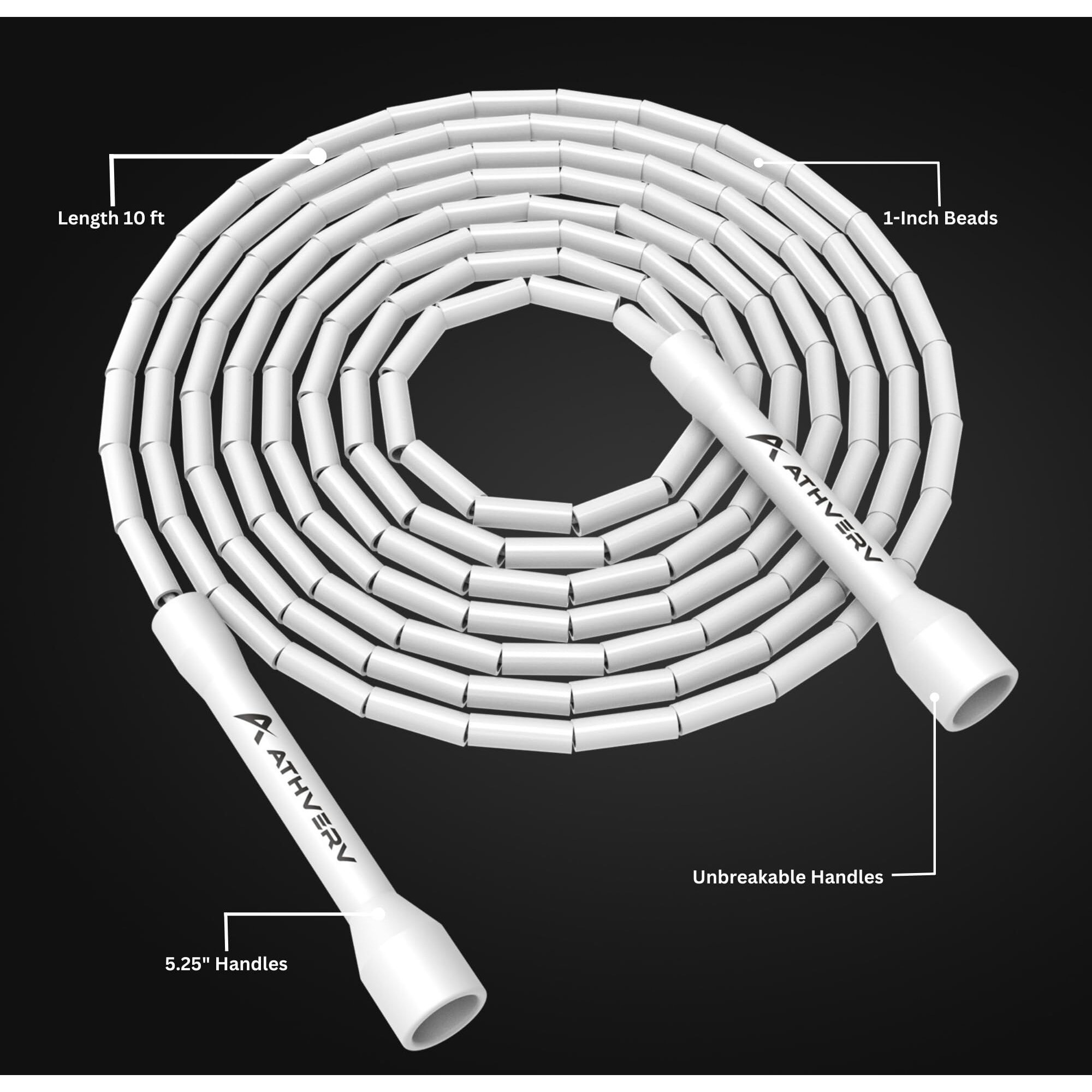 ATHVERV Polyvinyl Chloride Freestyle Beaded Jump Rope, Skipping Rope For Tricks And Releases (White)