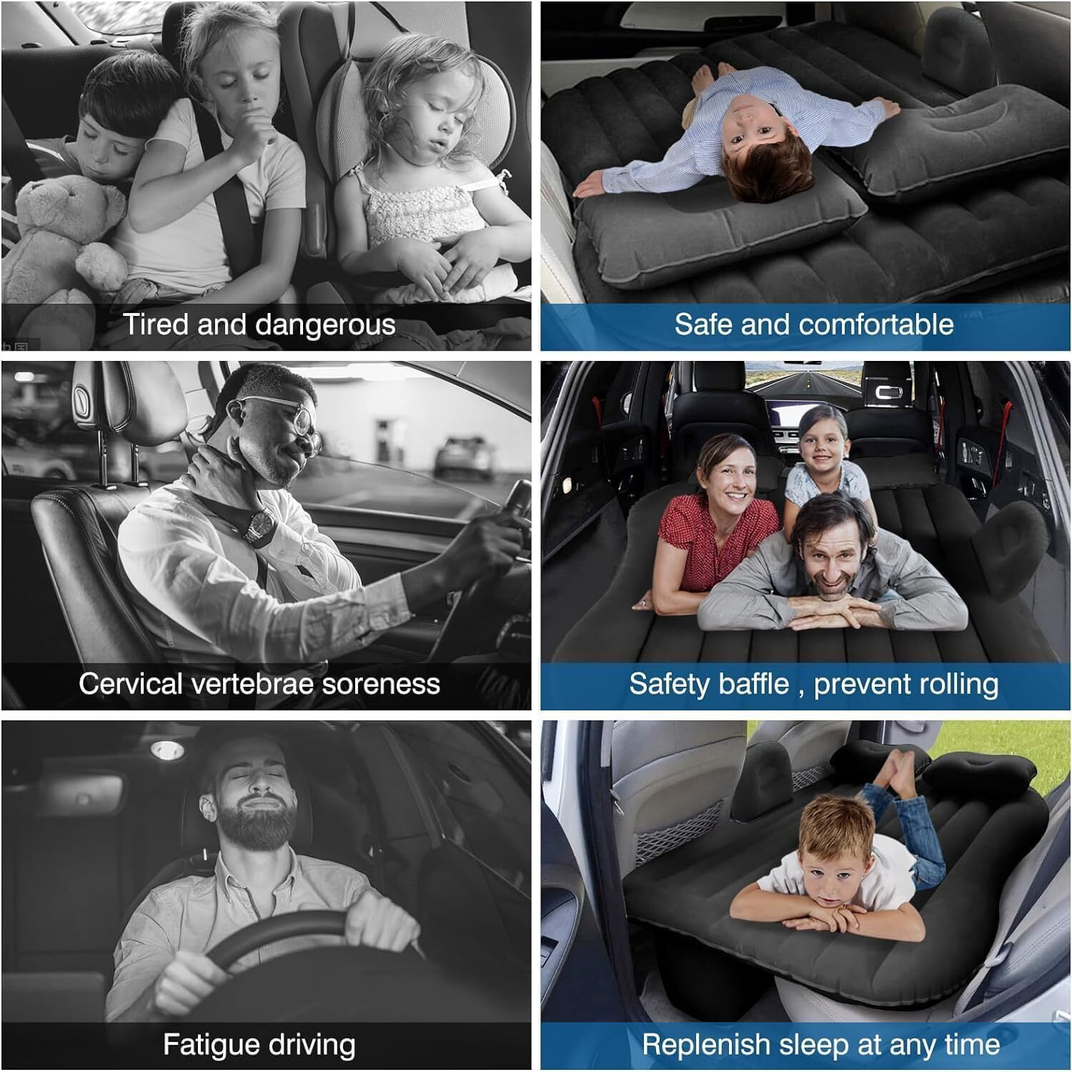 VAVSU PVC Car Bed-Camping Mattress-Portable Travel,Sleeping,Inflatable Bed For Universal Suv Extended Air Couch With Two Air Pillows (Beige) Polyvinyl Chloride (PVC)