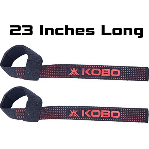 Kobo Weight Lifting Straps with Silicone Rubber Grip/Padded Gym Training Bar Belt Wrist Support, Black/red, Free Size