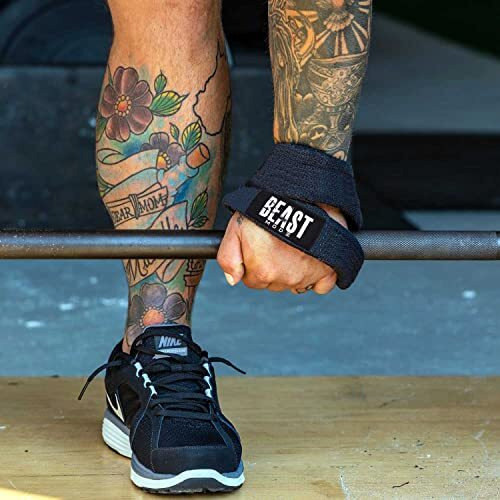 STEIGEN FITNESS Exercise Nylon and Rubber Wrist Wrap Bands, Deadlift Straps Wrist Support for Gym (figure 8 lifting straps -Beast Mode)