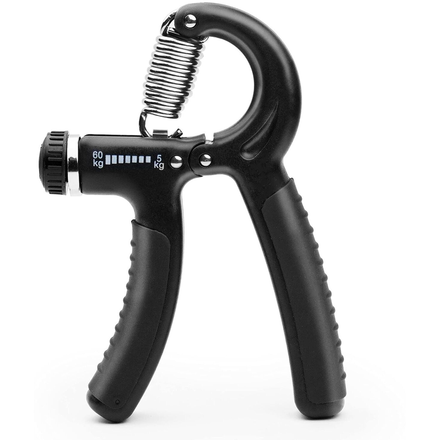 AMIFIT Fitness Grip Strength Trainer 5kg-60kg | Non Slip Hand Grip Strengthener with Stainless Steel Spring for Improving Hand, Finger, and Forearm Strength (Black)