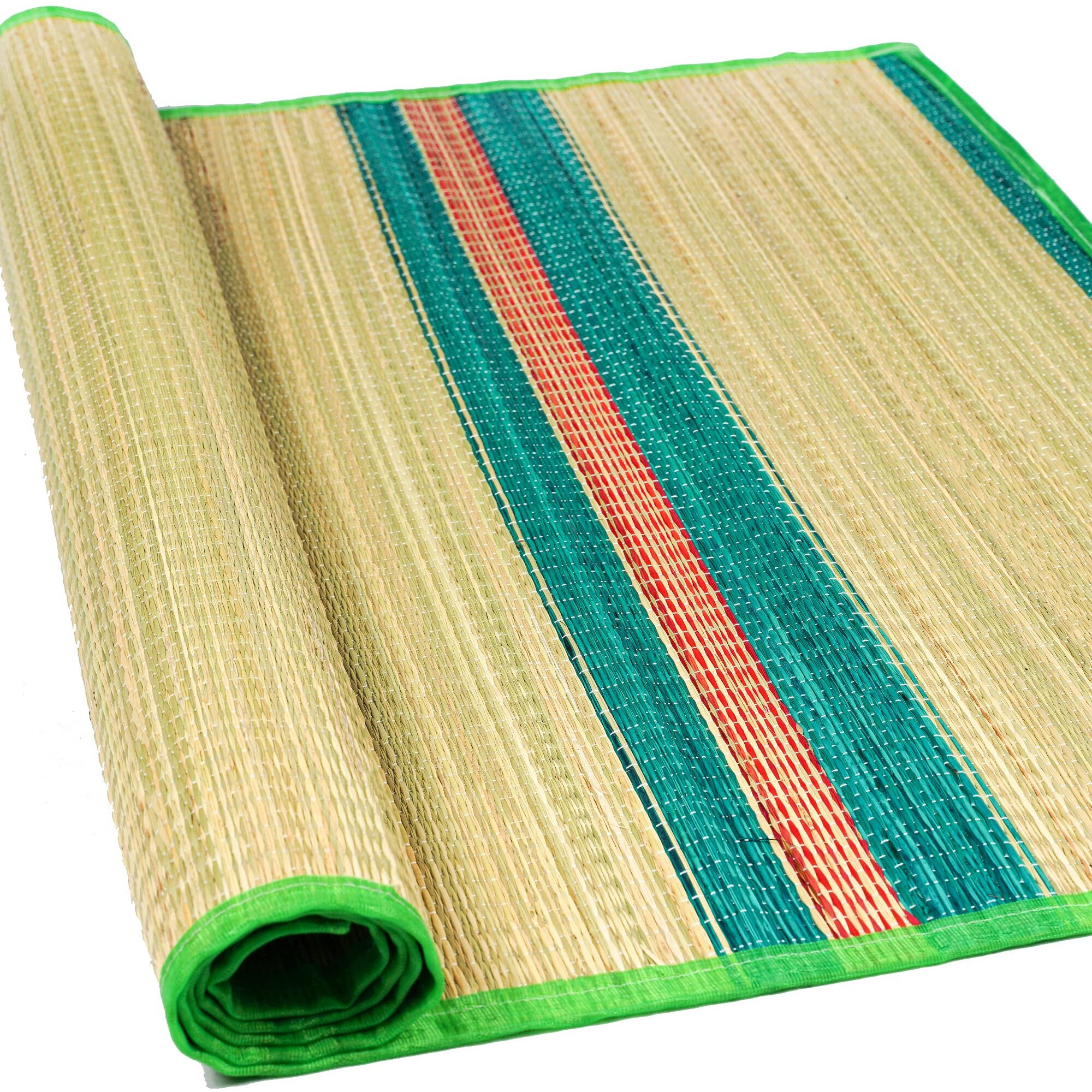 CHARQOAL Korai Grass Mat 3.5 X 6 feet (42 x 72 inch) Large Size Versatile Bed Mats/Yoga Grass Mat/Floor Mat/Sleeping Mat/Korai Pai/Sleep Chatai Foldable Both Side Usable at Home (Light Green)