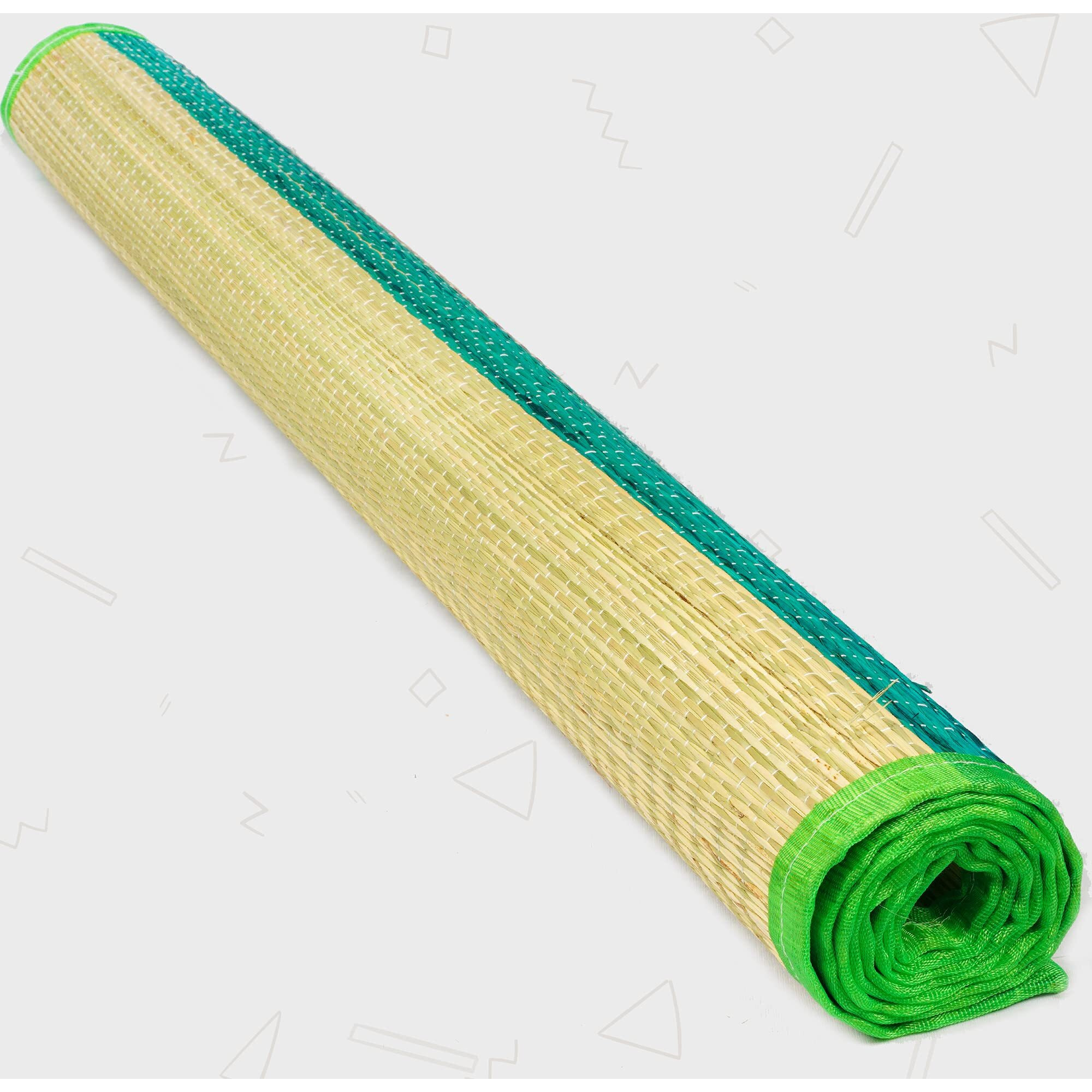 CHARQOAL Korai Grass Mat 3.5 X 6 feet (42 x 72 inch) Large Size Versatile Bed Mats/Yoga Grass Mat/Floor Mat/Sleeping Mat/Korai Pai/Sleep Chatai Foldable Both Side Usable at Home (Light Green)