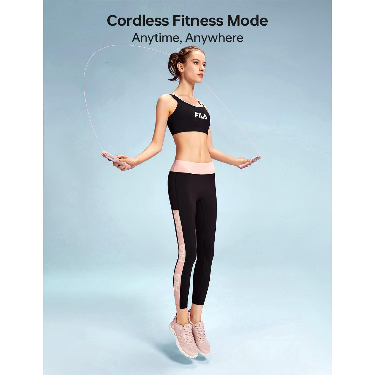 UN1QUE Skipping Rope for Men and Women Jump Rope With Calorie Counter, 2 In 1 with Cordless Ball, Adjustable Height for Fiteness, Home Exercise, Gym - Pink