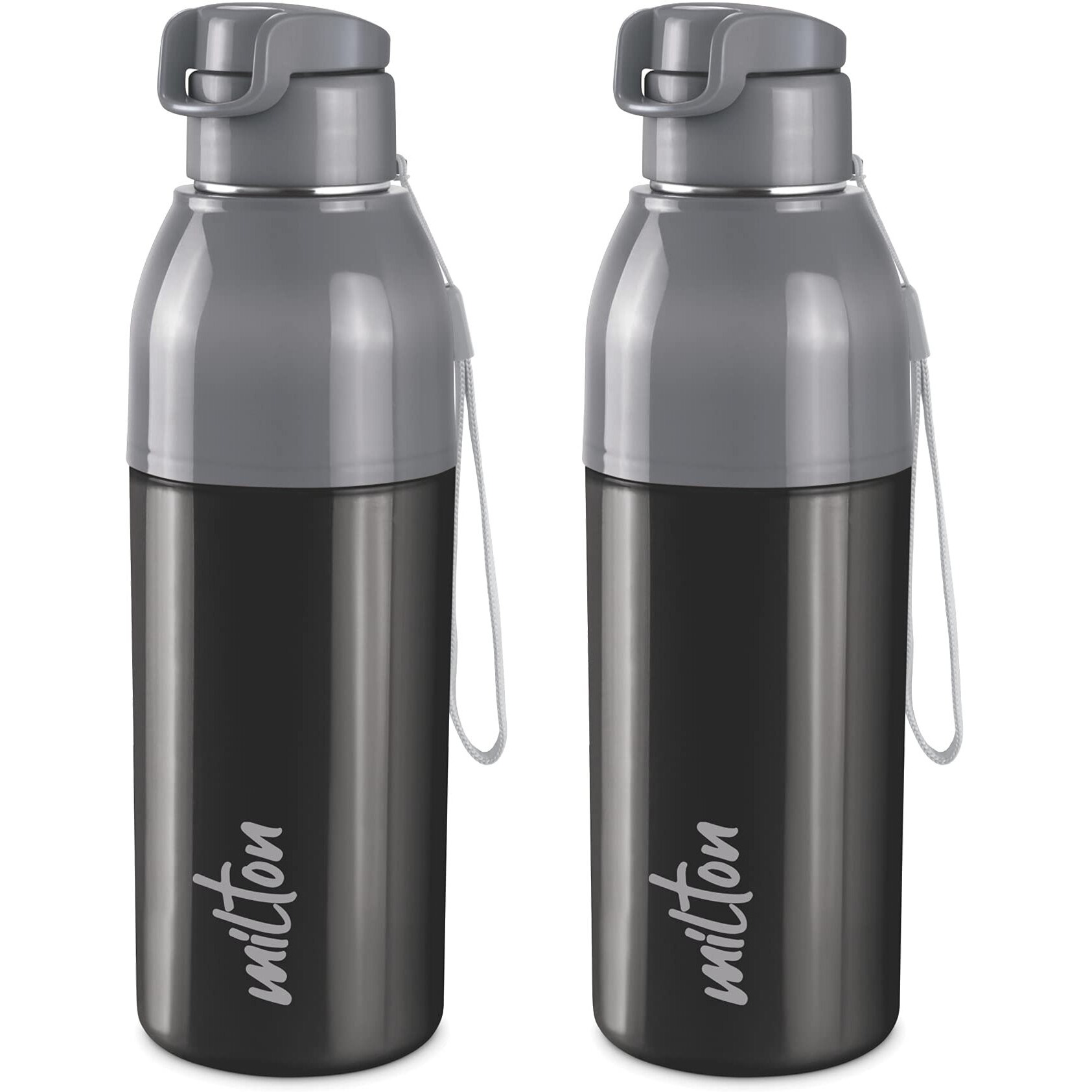 Milton Steel Convey 600 Insulated Inner Stainless Steel Water Bottle, Set of 2, 520 ml Each, Black | Leak Proof | BPA Free | Hot or Cold for Hours | Office | Gym | Hiking | Treking | Travel Bottle