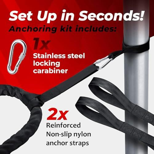 Wearslim Professional Heavy Duty Poly Dacron 30 FEET 2 Inch Thick Battle Rope for Gym with Stainless Steel Locking Carabiner & Non-Slip Nylon Anchor