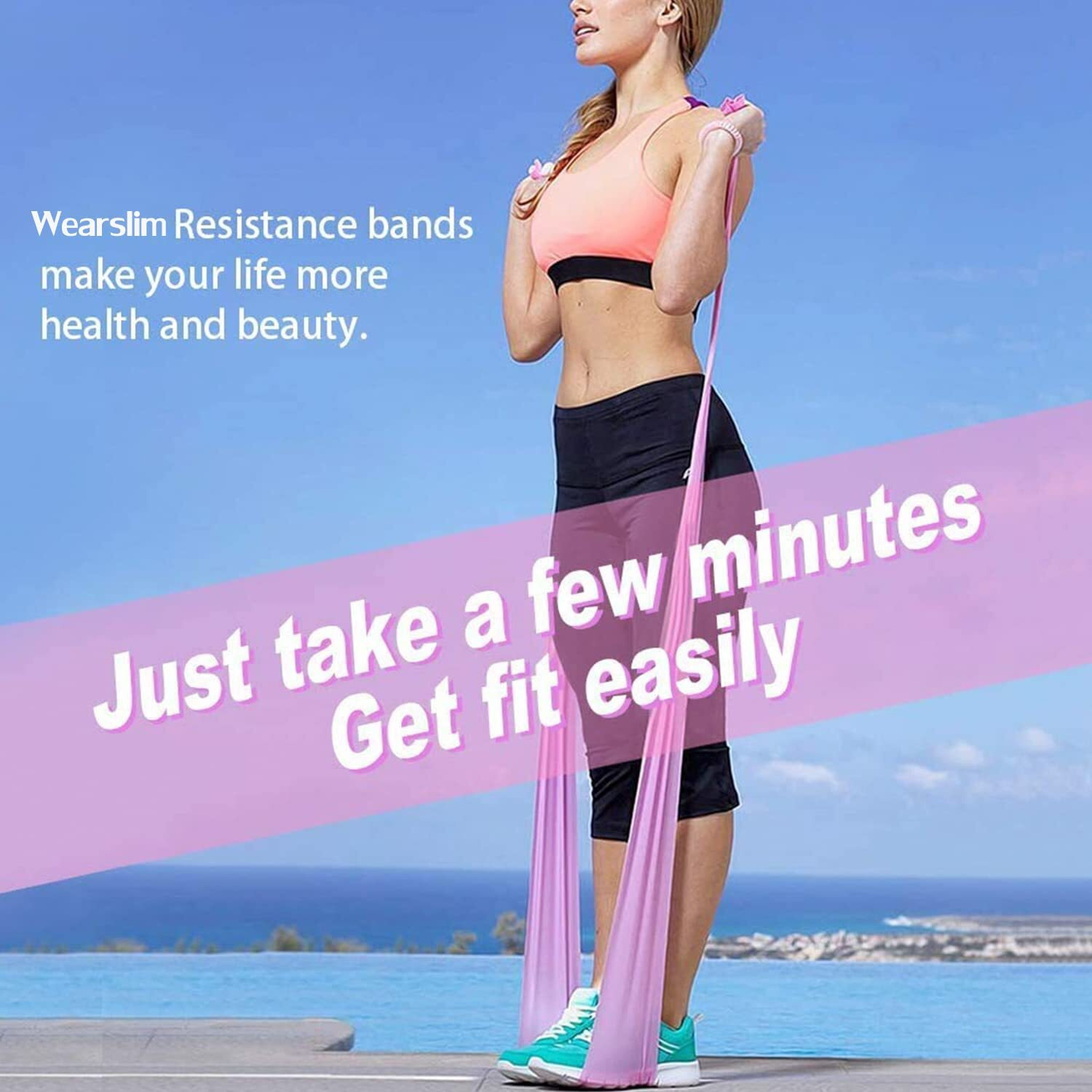 Wearslim  Natural Rubber Professional Elastic Resistance Loop Bands for Legs and Butt (1.5 Meter Each) Set of 3