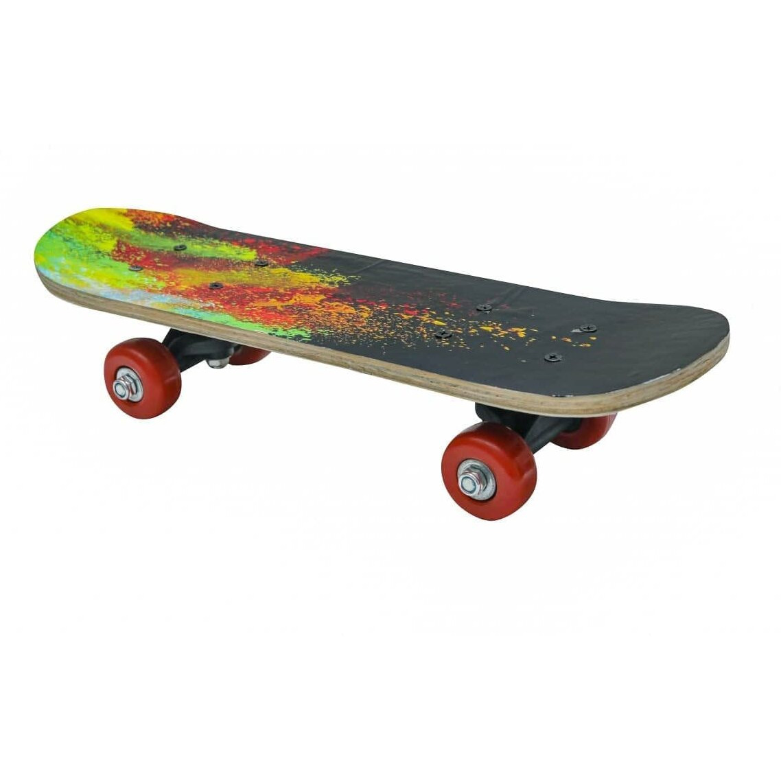 Inditradition Wooden Skateboard For Kids (Ideal For 3 To 8 Years Kids), 7 Layer Sturdy Deck, 17 X 5 Inches, Multicolour & Design (Pack of 1)
