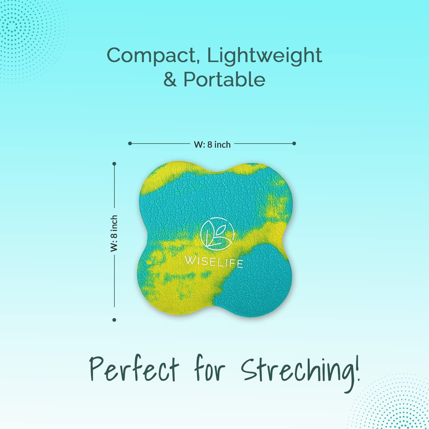 WiseLife 16MM Knee & Elbow Cushion Pad - Aqua Yellow (Single) | High Density Premium ECO TPE Foam Material | Extra Cushion, Professional Grip & | Support for Knees, Hands, Wrists, and Elbows | Planks, Pushups, Yoga, Meditation (Pack of 1)