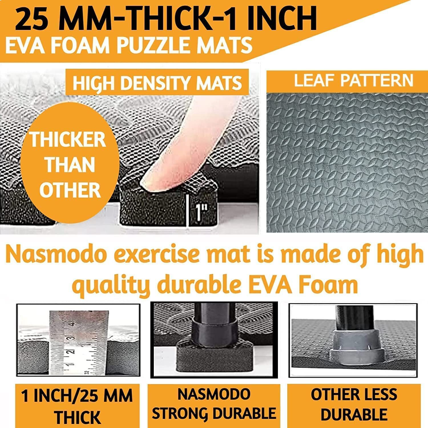 Nasmodo 4-16 pcs 1 Inch/25mm Gym Floor mat for Heavy Workout Puzzle mat Home Exercise, Gym Equipment mat Interlocking Eva Foam Flooring Rubber Tiles Yoga, Kids (6 pcs, Pink)