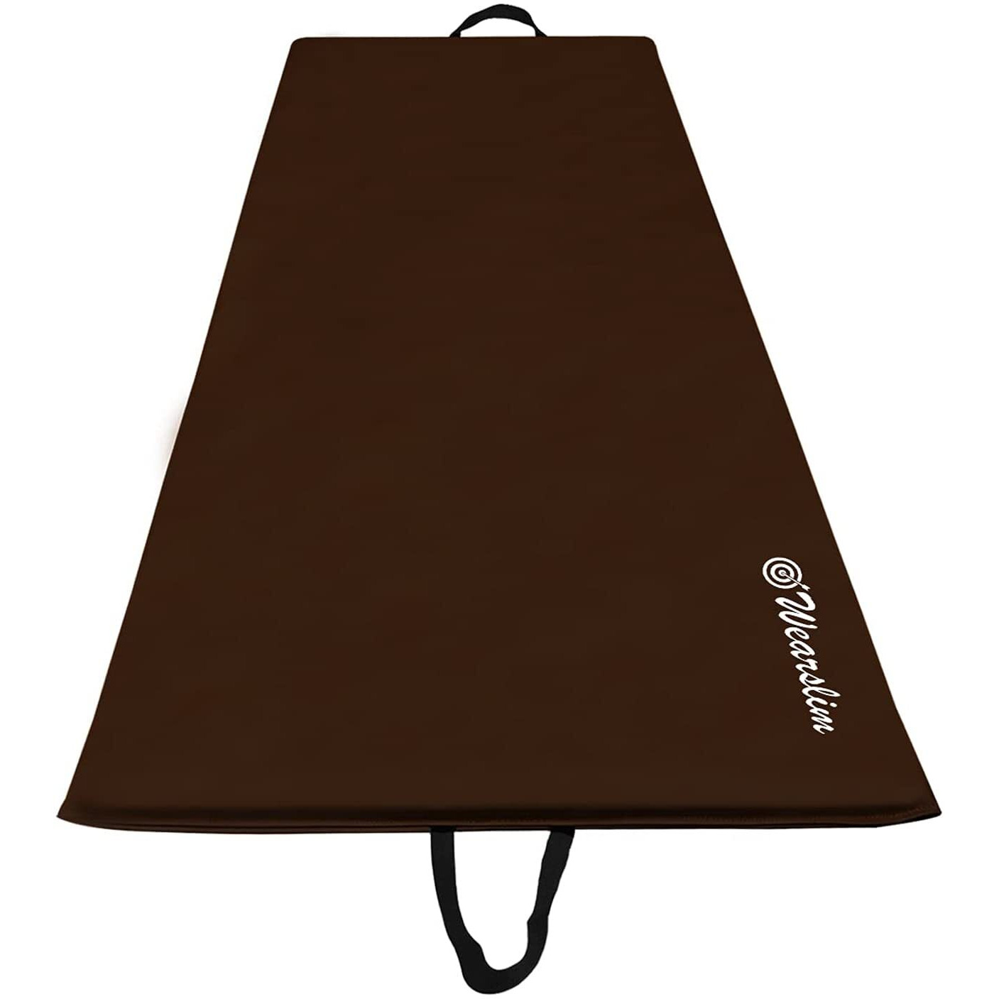 Wearslim Yoga Mat for Women, Men, Kids| Exercise Mat, Gym Mat for Home Workout| Foldable Yoga Mat, Anti-slip, Sweat Resistant, Unique Body Alignment Line System| 10mm thick PVC PU Leather Yoga Mat with Carry Bag| Exercise Mat for Home, Gym, Pilates, Core Strengthening Exercise & Meditation ( 175x67 CM, Brown)