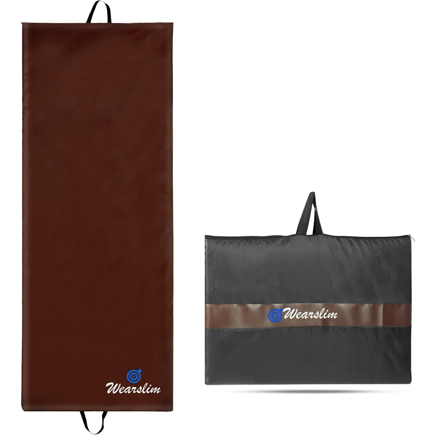 Wearslim Yoga Mat for Women, Men, Kids| Exercise Mat, Gym Mat for Home Workout| Foldable Yoga Mat, Anti-slip, Sweat Resistant, Unique Body Alignment Line System| 10mm thick PVC PU Leather Yoga Mat with Carry Bag| Exercise Mat for Home, Gym, Pilates, Core Strengthening Exercise & Meditation ( 175x67 CM, Brown)