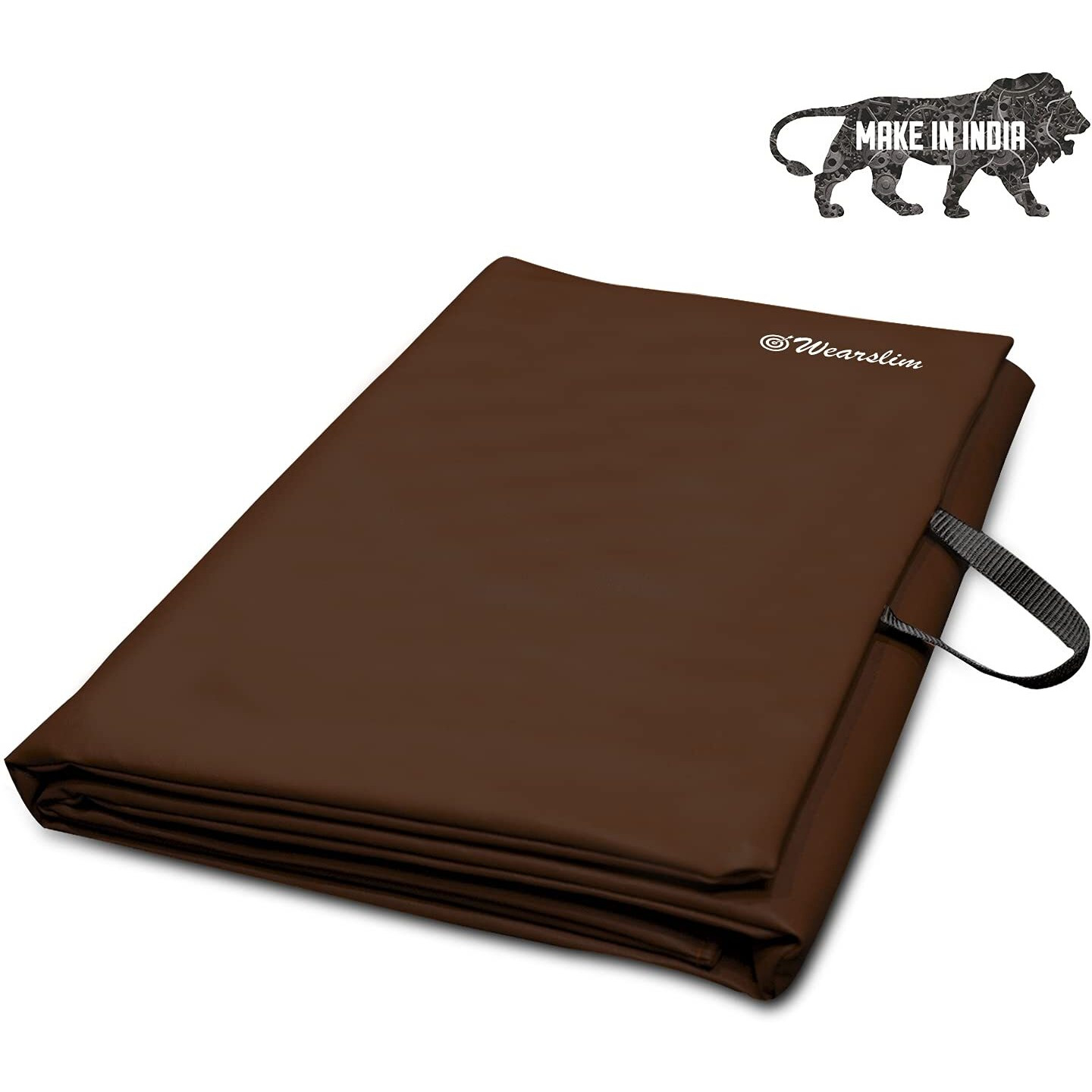 Wearslim Yoga Mat for Women, Men, Kids| Exercise Mat, Gym Mat for Home Workout| Foldable Yoga Mat, Anti-slip, Sweat Resistant, Unique Body Alignment Line System| 10mm thick PVC PU Leather Yoga Mat with Carry Bag| Exercise Mat for Home, Gym, Pilates, Core Strengthening Exercise & Meditation ( 175x67 CM, Brown)