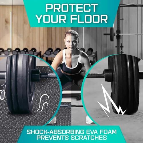 Nasmodo 4 Pcs 25mm Gym Floor mat Rubber for Heavy Workout Puzzle Floor mats for Home Exercise, Gym Equipment mat Interlocking Eva Foam Flooring Rubber Tiles Yoga, Kid Gym Mats for Floor 16SQ.FT(Black)