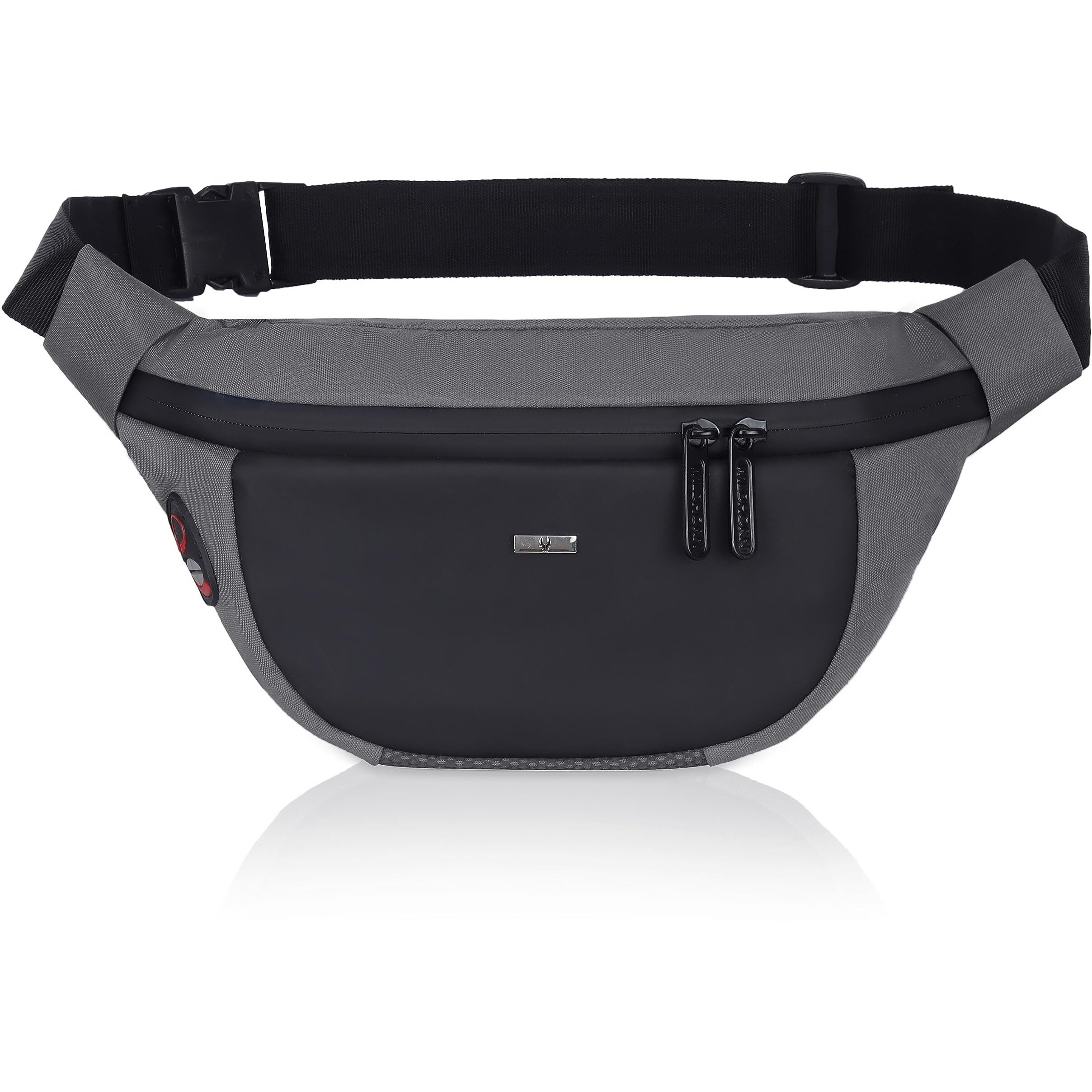 WILDHORN 2.4L Waist Bag for Men Women I Headphone Hole I Ultra Strong Stitching, Sturdy Zippers, Waterproof, Fanny Pack for Hiking Travel Camping Running Sports with Adjustable Strap (Grey)