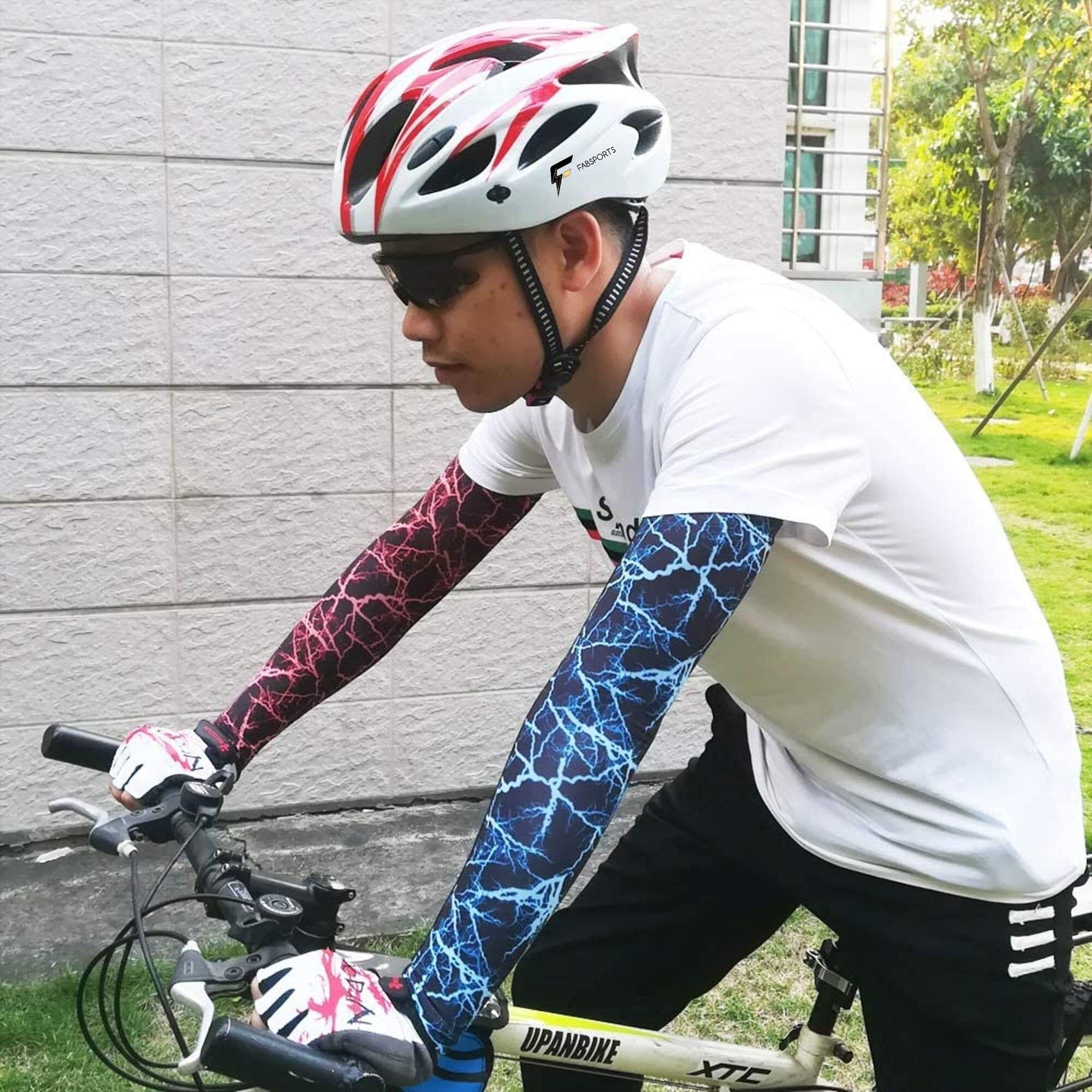FABSPORTS Light Weight Bicycle/Bike Helmet with Flexible Padding for Kids and Adults, Adjustable Size, for Road & Mountain Cycling/Skating (RedWhite)
