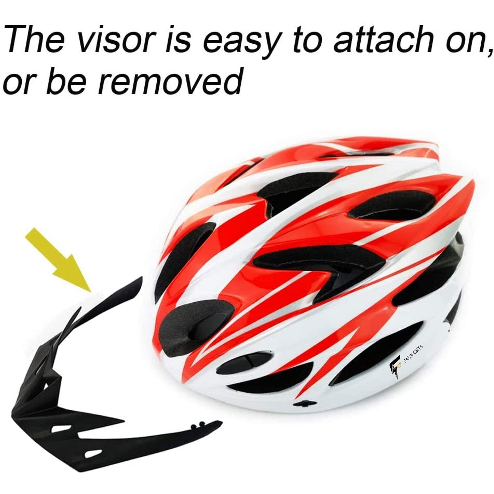 FABSPORTS Light Weight Bicycle/Bike Helmet with Flexible Padding for Kids and Adults, Adjustable Size, for Road & Mountain Cycling/Skating (RedWhite)