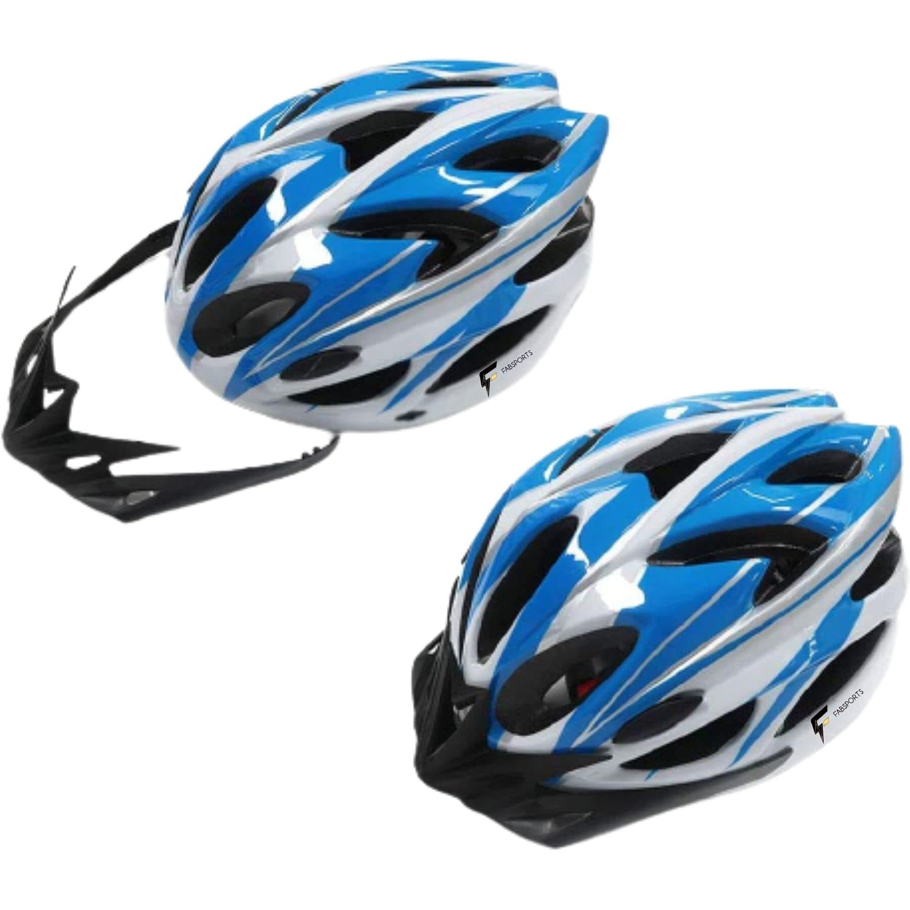 FABSPORTS Light Weight Bicycle/Bike Helmet with Flexible Padding for Kids and Adults, Adjustable Size, for Road & Mountain Cycling/Skating (WhiteBlue)