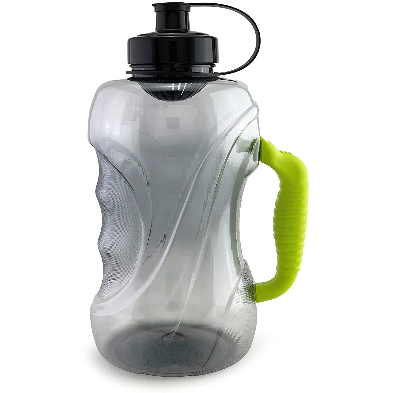 DOVEAZ Sports Plastic Water Bottles for Office use/Protein Shaker Bottle/Gallon Water Bottle (1.5 Liters) with Mixer Ball and Strainer (BPA-Free, Unbreakable, Freezer Safe) (Black Green)