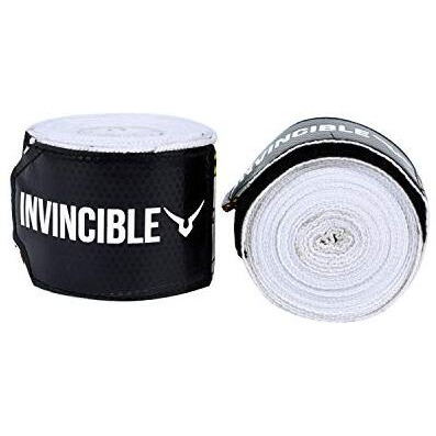 INVINCIBLE Nylon Mexican Style Semi-Stretch Boom Boom Printed Hand Wraps (White, 2.5 Meter)