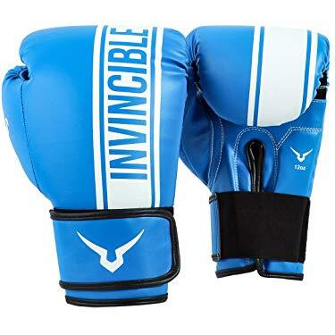 Invincible Tejas Fitness Training Synthetic Leather Boxing Gloves for Men & Women (Blue-White, 8 OZ)