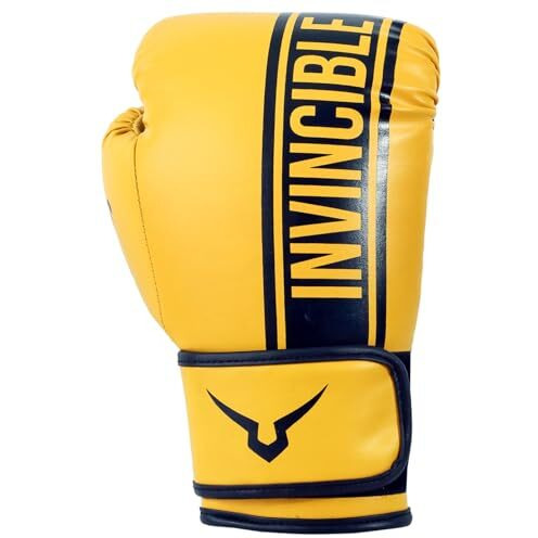 Invincible Tejas Fitness Training Synthetic Leather Boxing Gloves for Men & Women (Yellow-Black, 12 OZ)