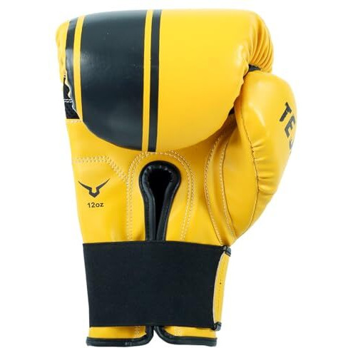 Invincible Tejas Fitness Training Synthetic Leather Boxing Gloves for Men & Women (Yellow-Black, 12 OZ)