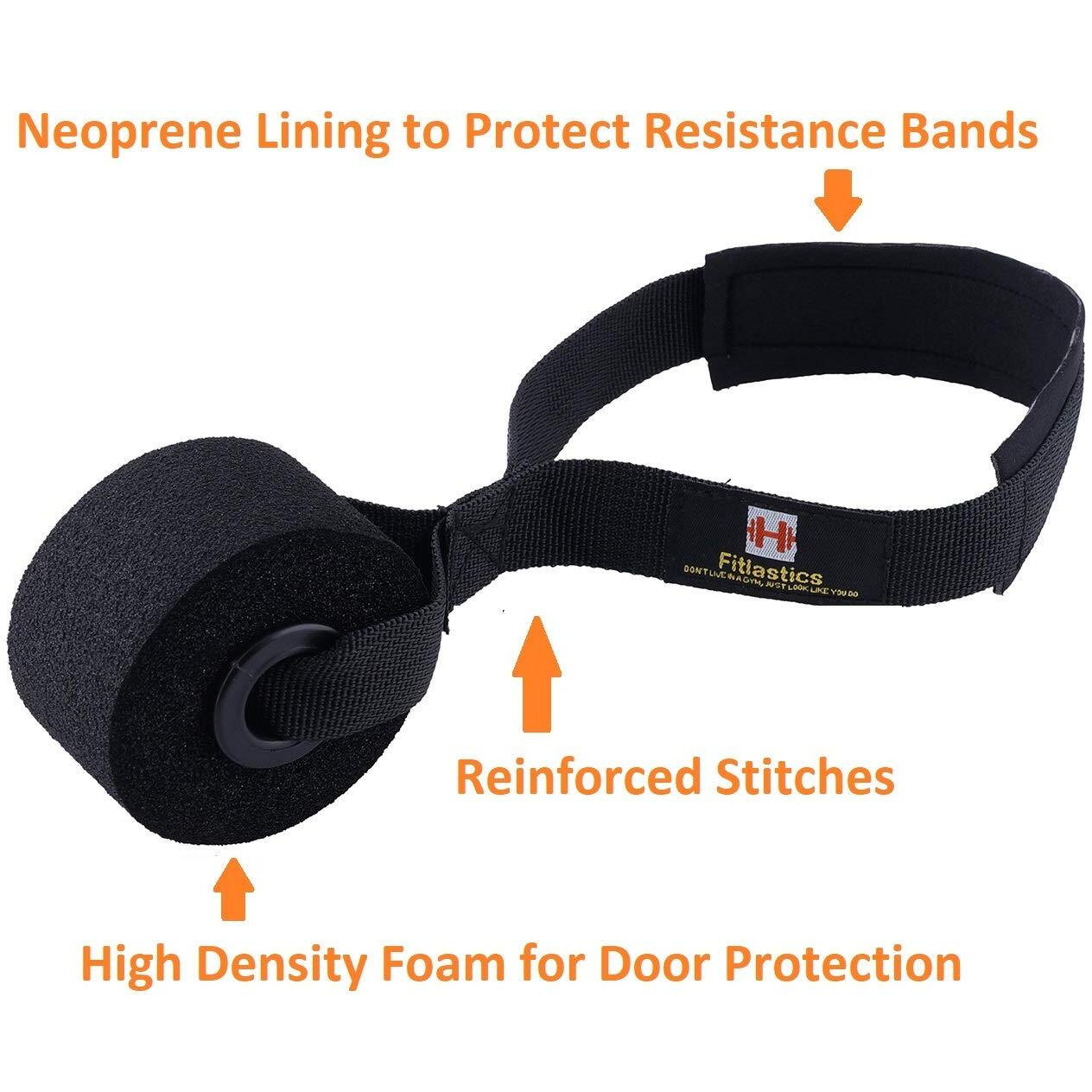 Fitlastics Natural Rubber Resistance Loop Bands with Door Anchor for Men, Women (Orange, Medium, 25-60 lbs)
