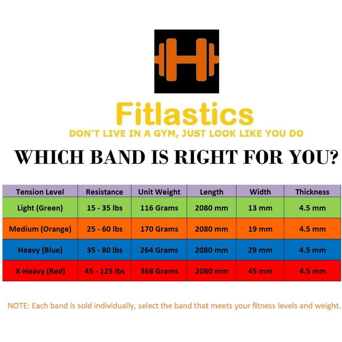Fitlastics Natural Rubber Resistance Loop Bands with Door Anchor for Men, Women (Orange, Medium, 25-60 lbs)