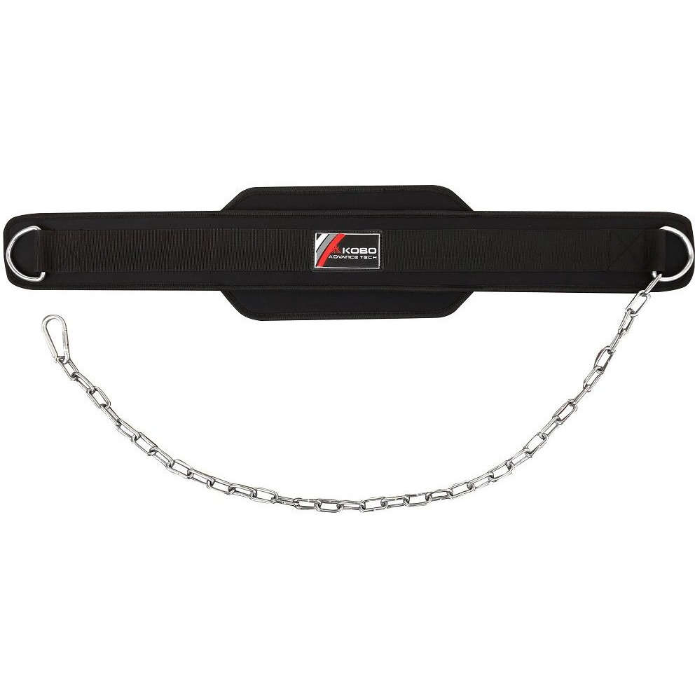 Kobo Professional Dip Belt with Heavy Duty Metal Chain   Dipping Belt Black Adjustable (Imported)
