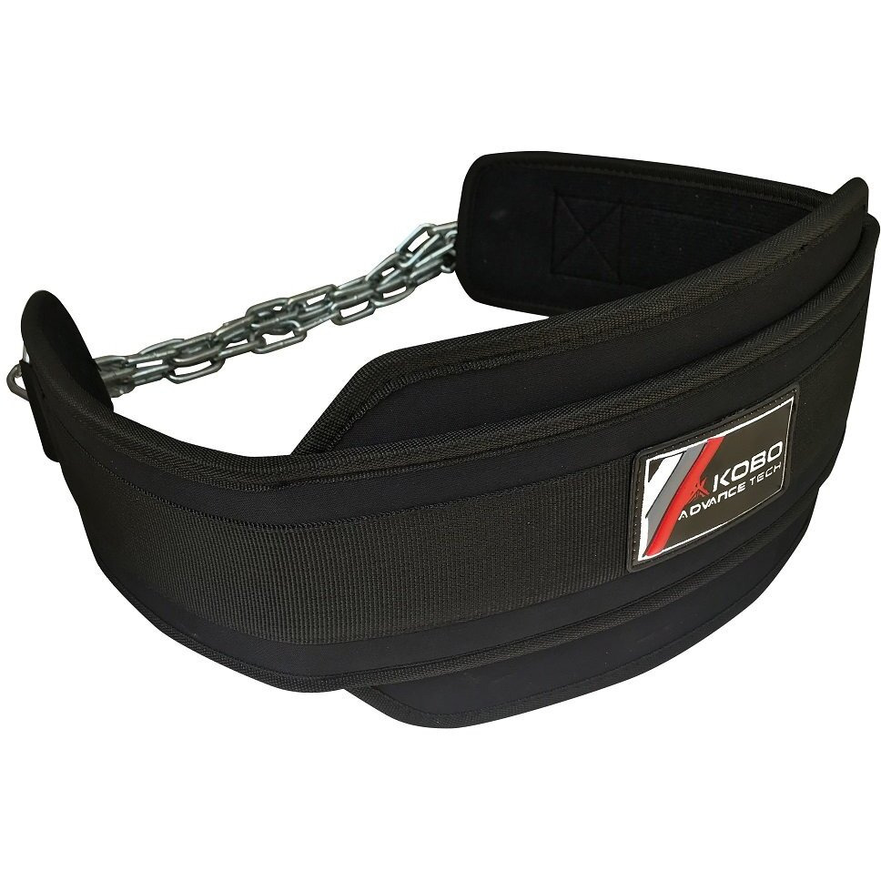 Kobo Professional Dip Belt with Heavy Duty Metal Chain   Dipping Belt Black Adjustable (Imported)