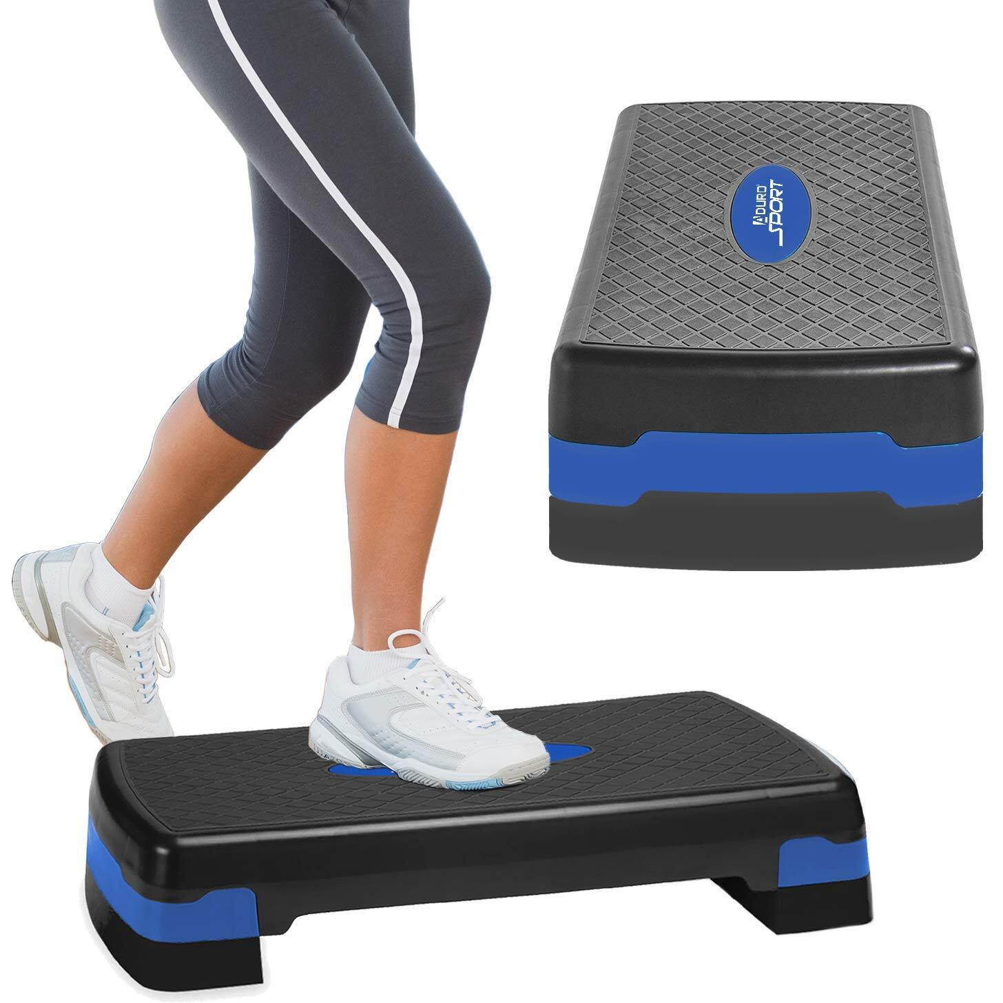 Aduro Sport Aerobic Exercise Step Deck, Adjustable Workout Fitness Stepper Exercise Platform with Risers