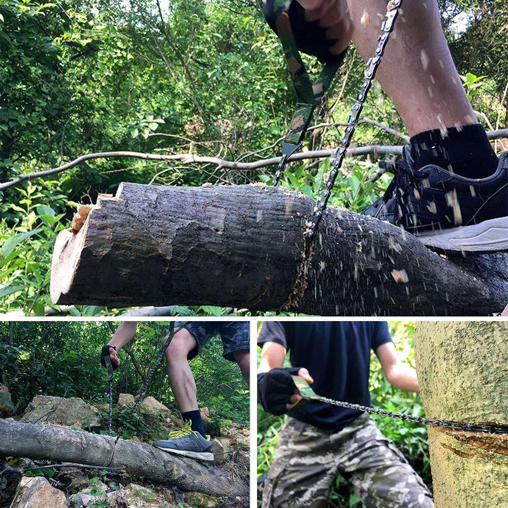 Sudopru AC DC Rope Saw Tree Saw High Limb, 1 Pcs 24 Inch Pocket Chainsaw With Handles, Survival Wire Saw For Trees, Camping Hand Chain Saws, Tree Cutting Rope Saw For Tree Limbs