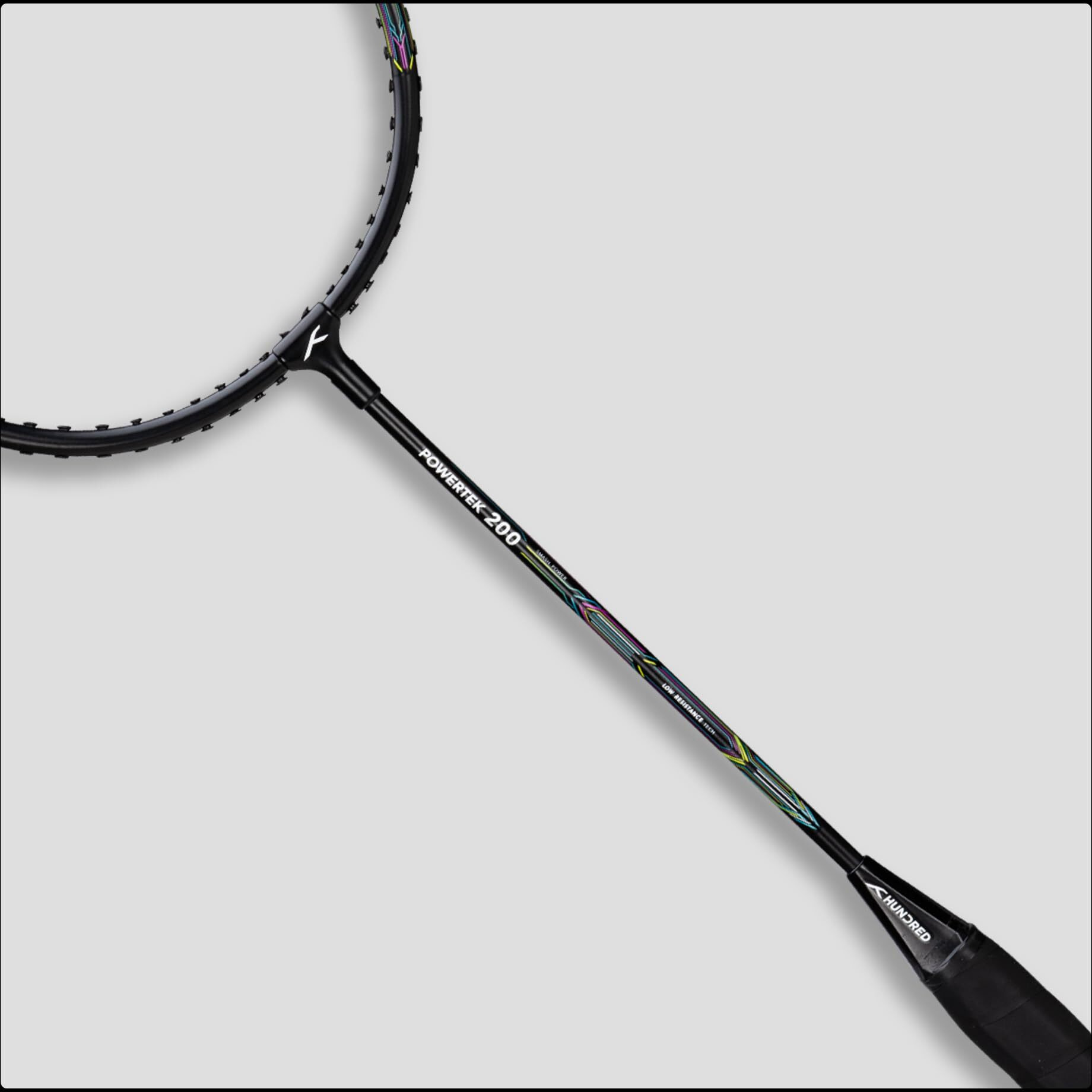 HUNDRED Aluminium Powertek 200 Badminton Racket with Head Cover (95G, Black)