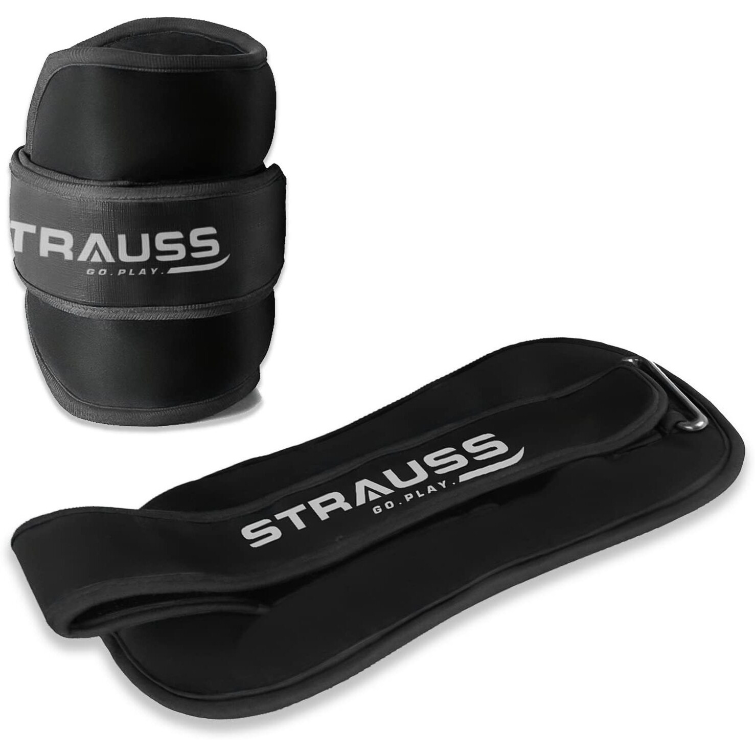 Strauss Ankle Weights for Exercise & Fitness|Adjustable Round Belt Design |Leg Weights for Strength Training,Walking Running, Jogging,Exercise & Gym Workout|Comfortable & Durable|(0.5Kg Black Pair)