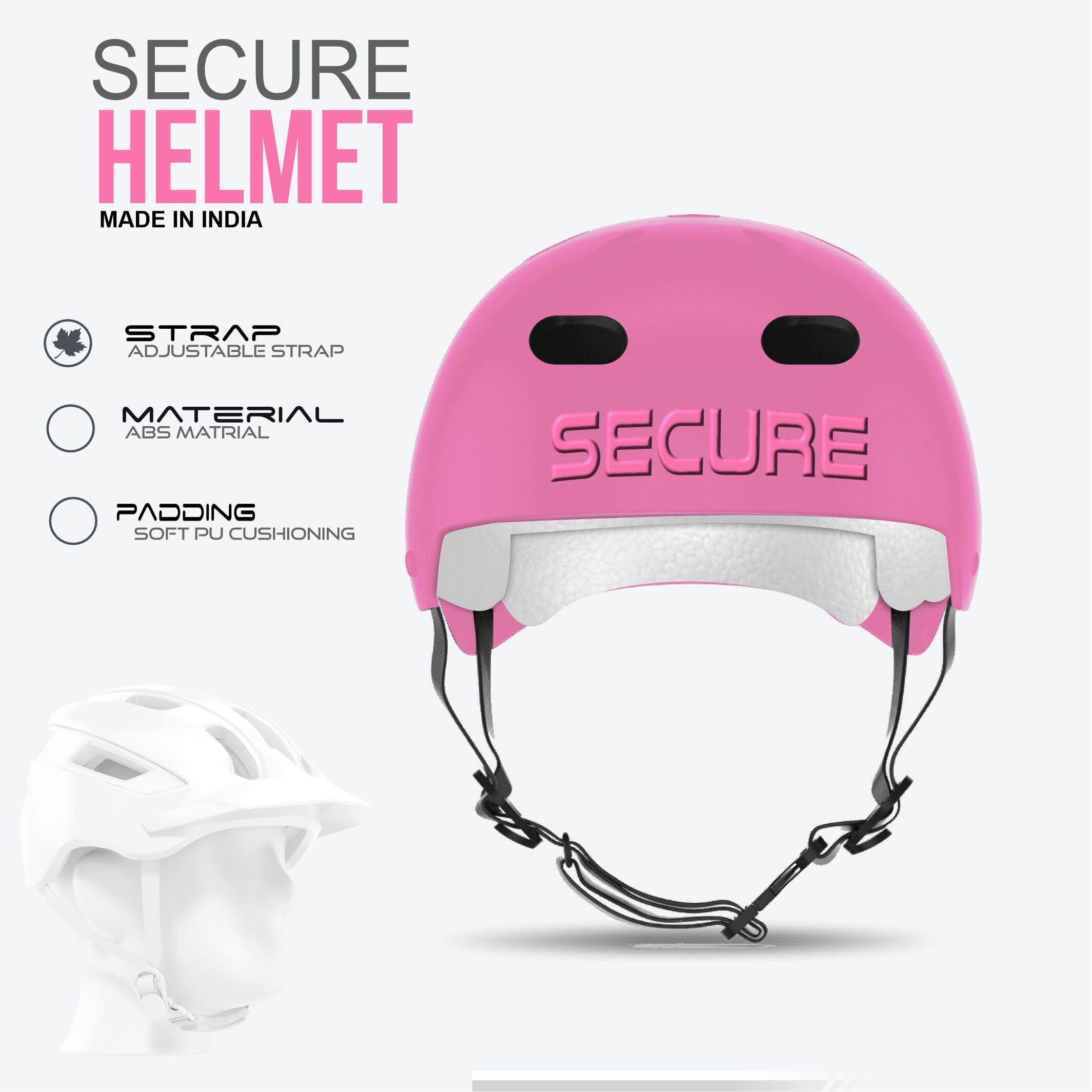 Jaspo Secure Sports Helmet for Cycling, Skating, Skateboarding - for All Age Groups (XS, Pink)