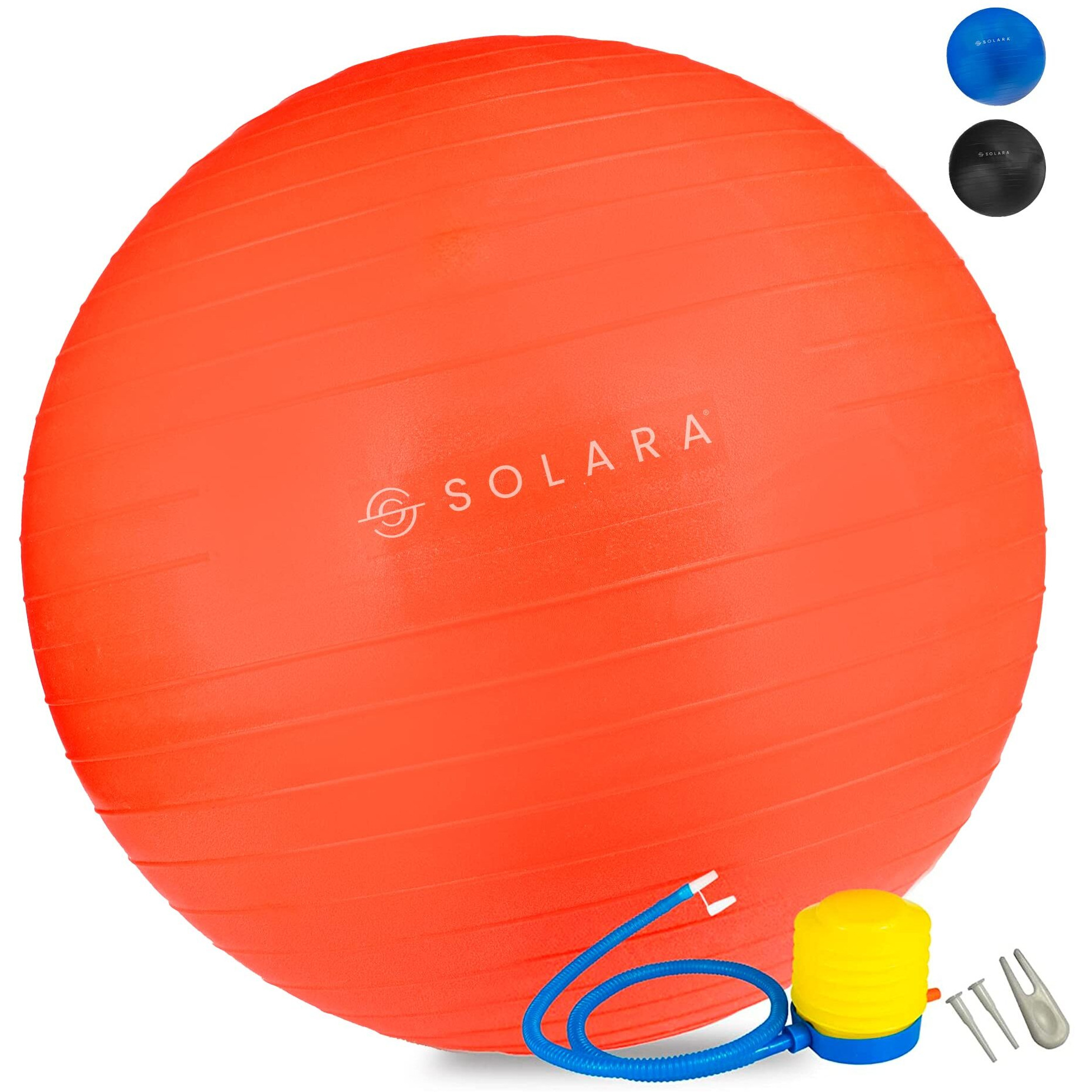 SOLARA Men & Women PVC Gym Ball for Exercise & Yoga with Pump, Anti Burst Swiss Birthing Stability Ball for Workout & Fitness, Yoga Ball, Exercise Ball for Men & Women (Red 45cm)