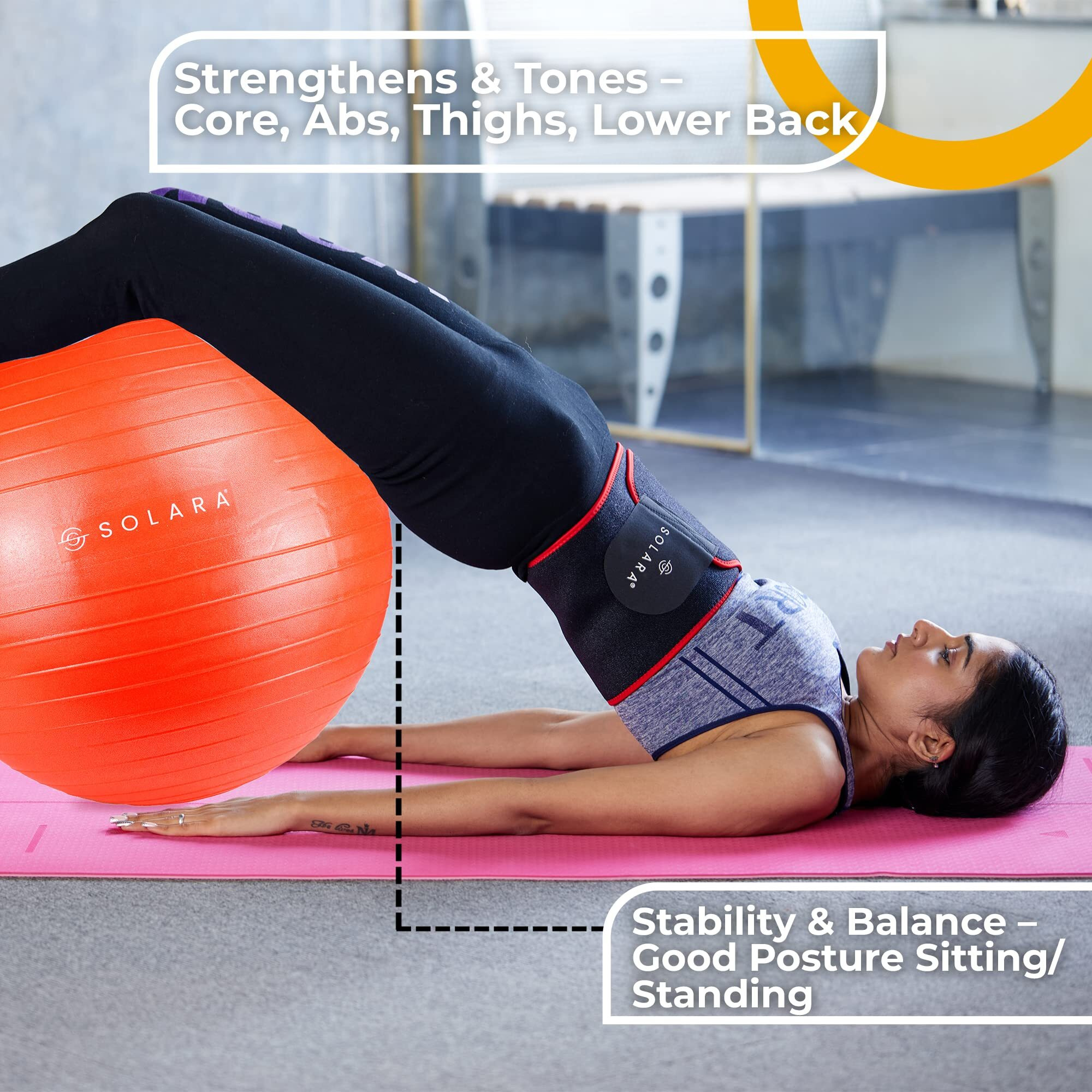 SOLARA Men & Women PVC Gym Ball for Exercise & Yoga with Pump, Anti Burst Swiss Birthing Stability Ball for Workout & Fitness, Yoga Ball, Exercise Ball for Men & Women (Red 45cm)