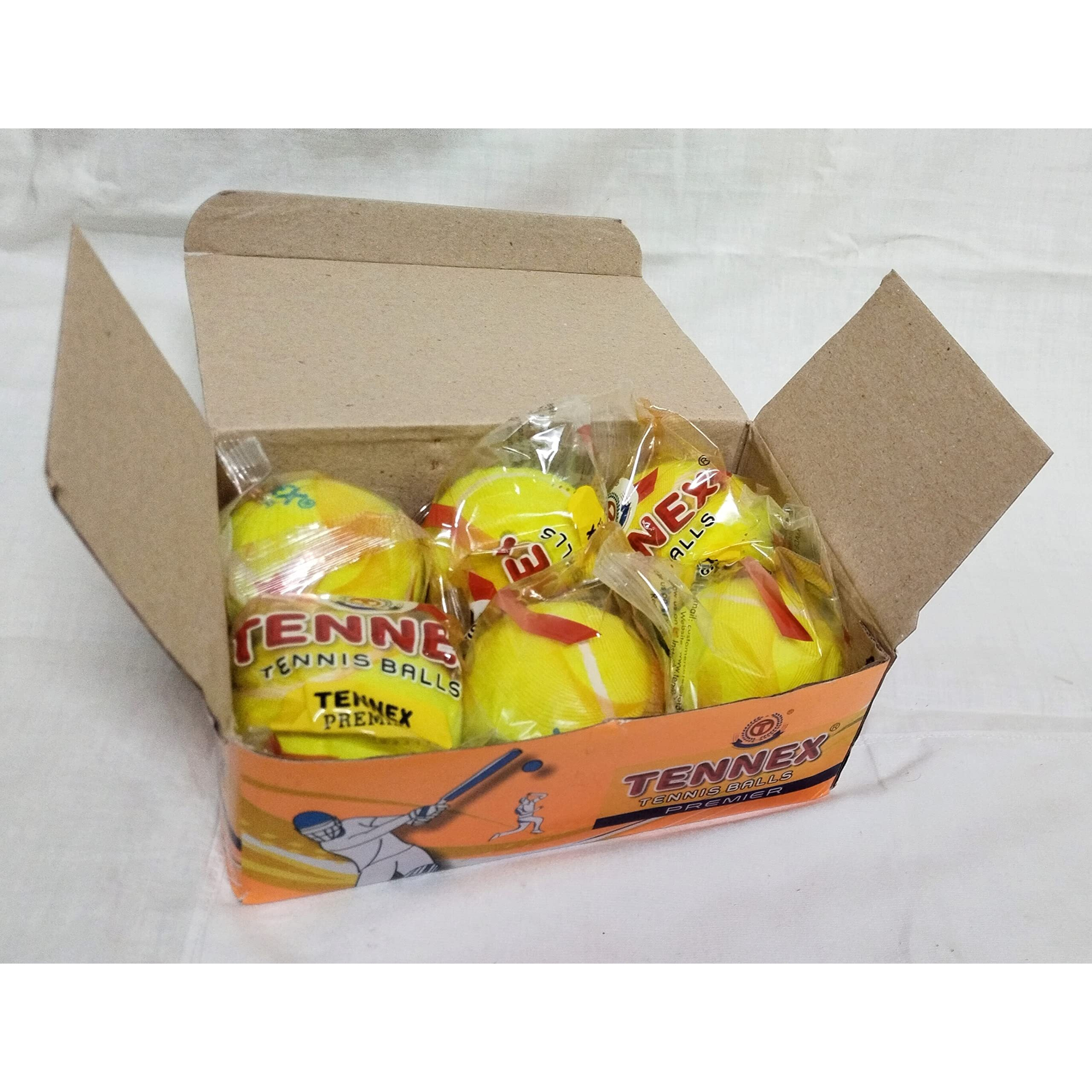 TENNEX Premier Cricket Soft Tennis Ball for Under Arm Cricket | Light | Tennis Standard Size Ball for Cricket Tournament and Practice (6 Pcs, Yellow Colour)