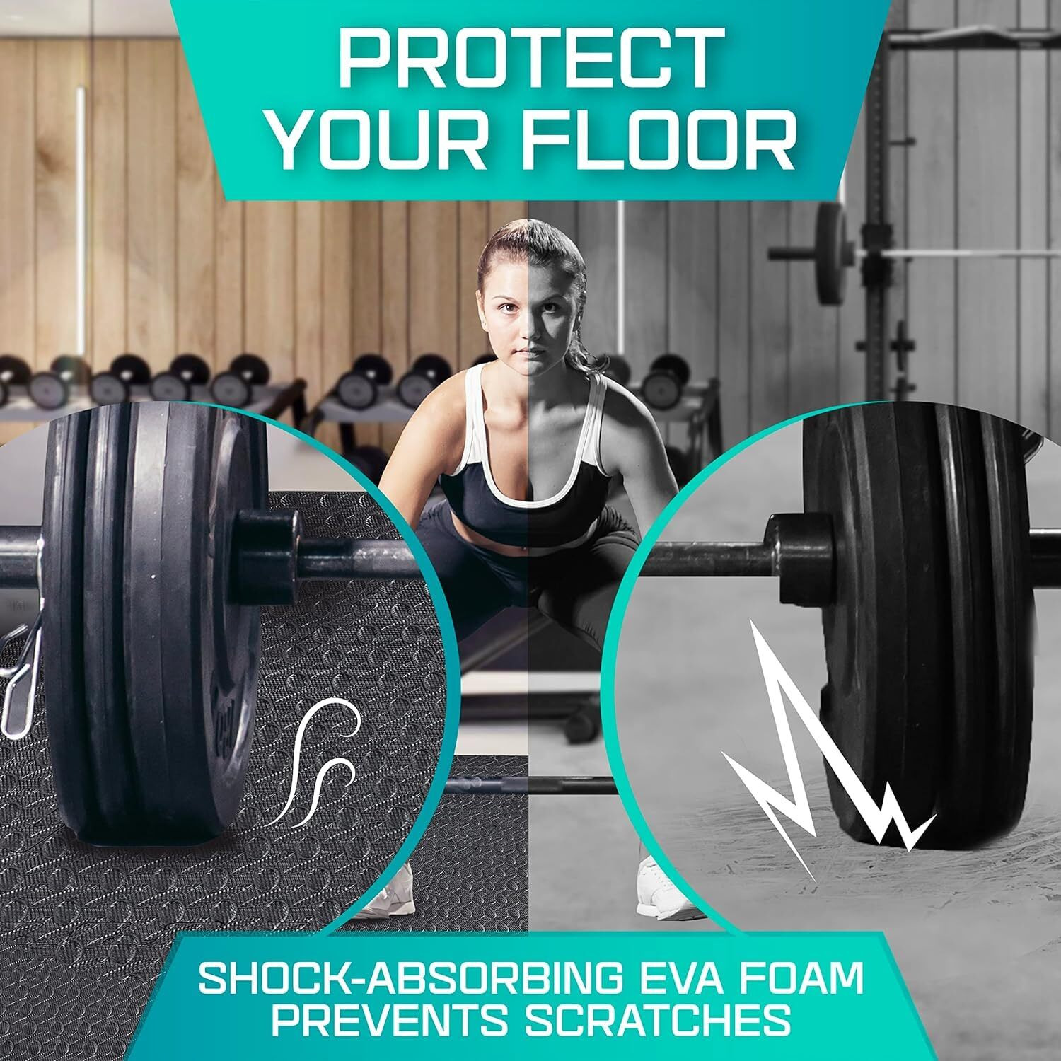 Nasmodo 4-16 pcs 1 Inch 25mm Gym Floor mat for Heavy Workout Puzzle mat Home Exercise, Gym Equipment mat Interlocking Eva Foam Flooring Rubber Tiles Yoga, Kids (4 pcs, Black Grey)