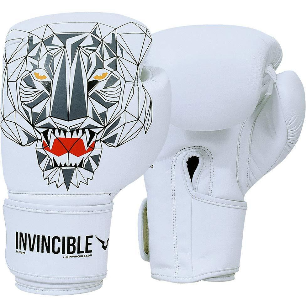 Invincible Limited Edition Combat Gloves Tiger Print White Color 16 OZ
