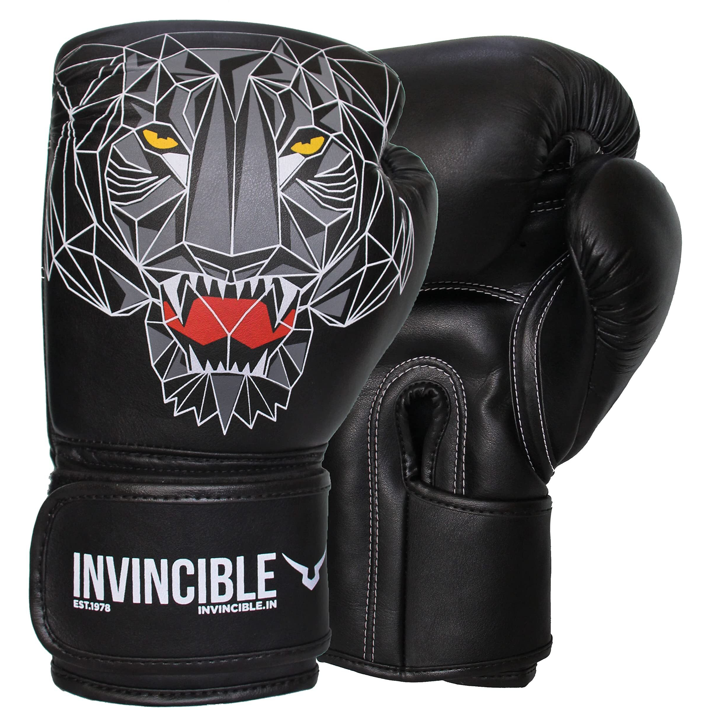 Invincible Limited Edition Combat Gloves Tiger Print Black Color 16 OZ