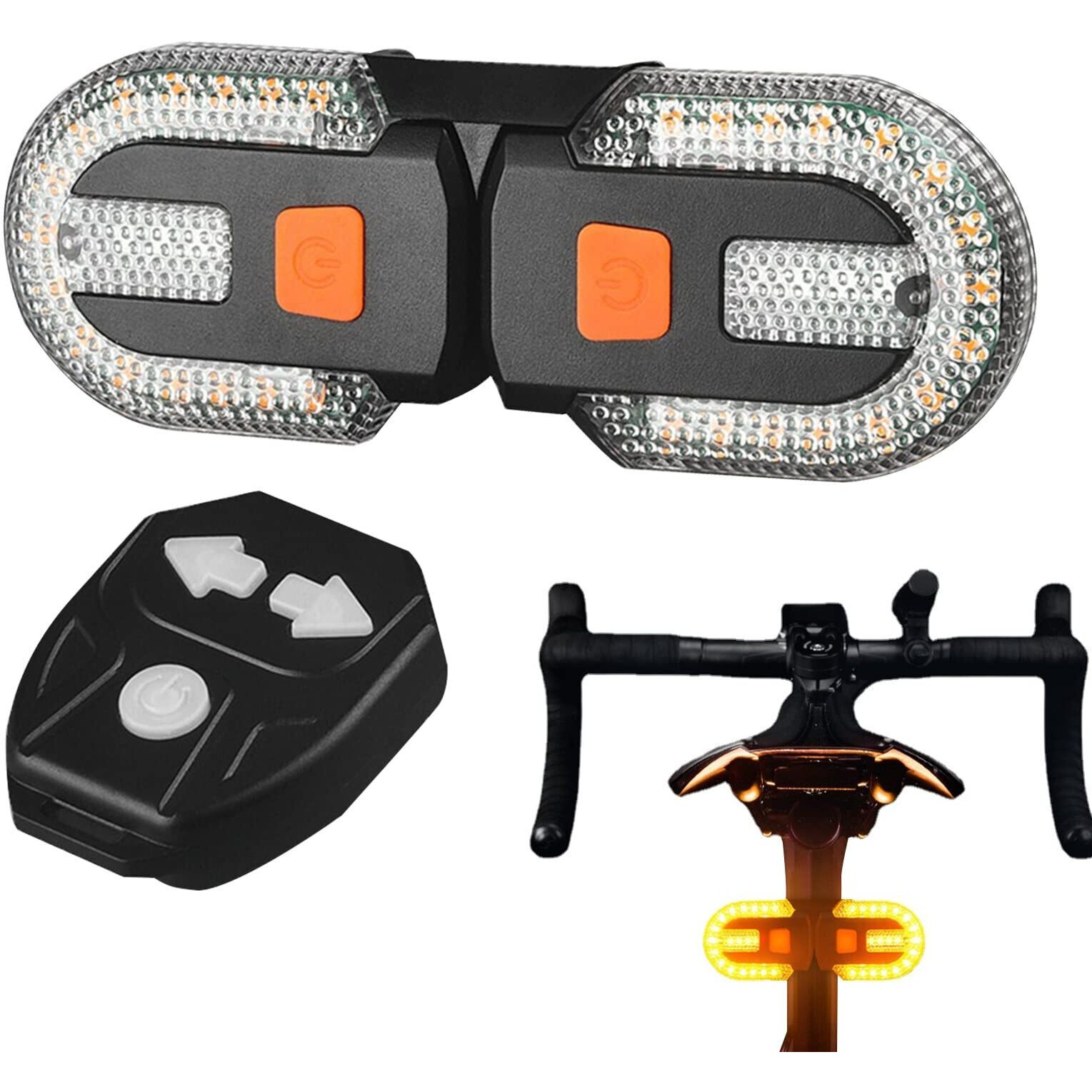 Linist Bicycle Turn Signals,Bright Bicycle Bicycle Indicator Rear Taillight IPX5 Waterproof Wireless Remote Control Rear Cycle Light USB Rechargeable